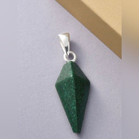 NIB Constituted Malachite Fancy Pendant in Sterling Silver 5.78 ctw - Picture 1 of 7